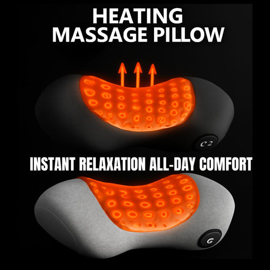 Electric Neck Massage Pillow - Heating, Vibration & Cervical Traction for Relaxation & Spine Support