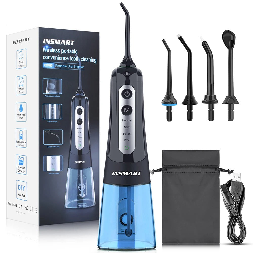 Water Flosser 300 ml Cordless Oral Irrigator, IPX7 Waterproof, 4 Modes, USB Rechargeable