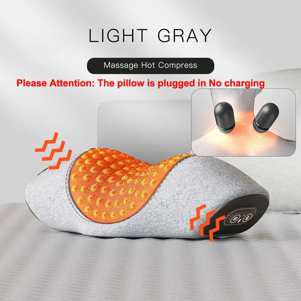 Electric Neck Massage Pillow - Heating, Vibration & Cervical Traction for Relaxation & Spine Support