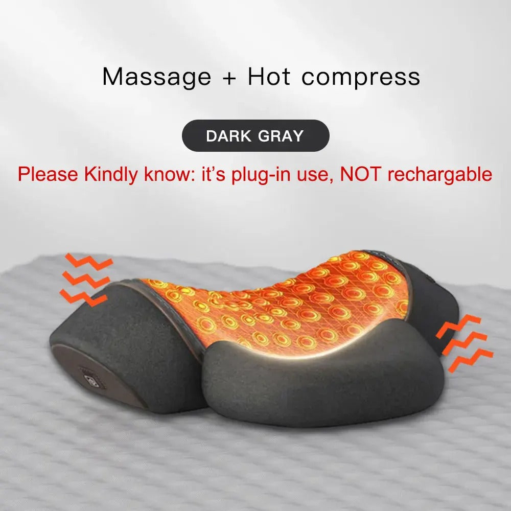 Electric Neck Massage Pillow - Heating, Vibration & Cervical Traction for Relaxation & Spine Support