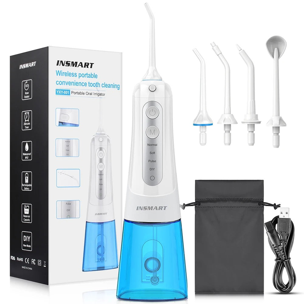 Water Flosser 300 ml Cordless Oral Irrigator, IPX7 Waterproof, 4 Modes, USB Rechargeable