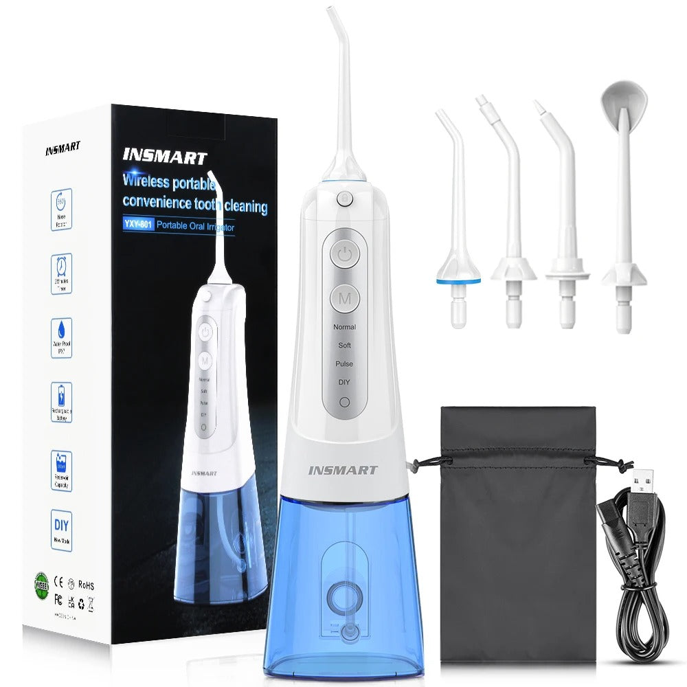 Water Flosser 300 ml Cordless Oral Irrigator, IPX7 Waterproof, 4 Modes, USB Rechargeable