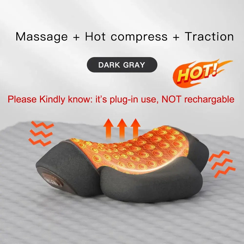 Electric Neck Massage Pillow - Heating, Vibration & Cervical Traction for Relaxation & Spine Support
