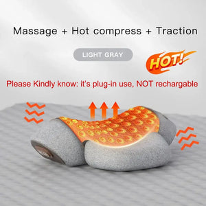 Electric Neck Massage Pillow - Heating, Vibration & Cervical Traction for Relaxation & Spine Support