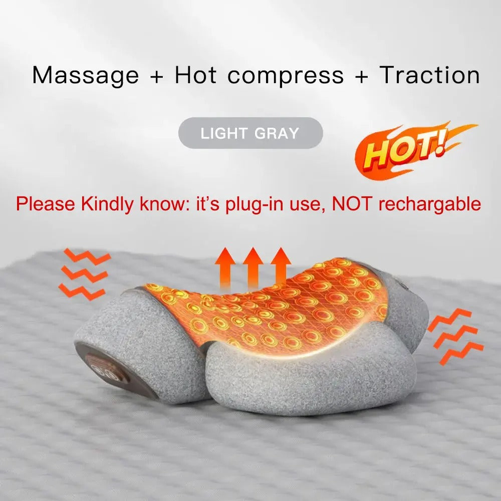Electric Neck Massage Pillow - Heating, Vibration & Cervical Traction for Relaxation & Spine Support