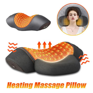 Electric Neck Massage Pillow - Heating, Vibration & Cervical Traction for Relaxation & Spine Support