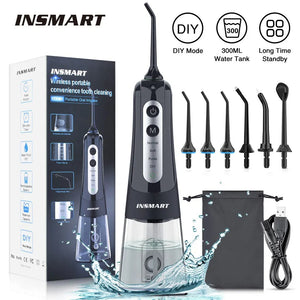 Water Flosser 300 ml Cordless Oral Irrigator, IPX7 Waterproof, 4 Modes, USB Rechargeable