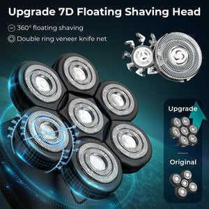 7D Flex Pro Bald Head Shaver – 5-in-1 Waterproof Grooming Kit (LED, 90-min)