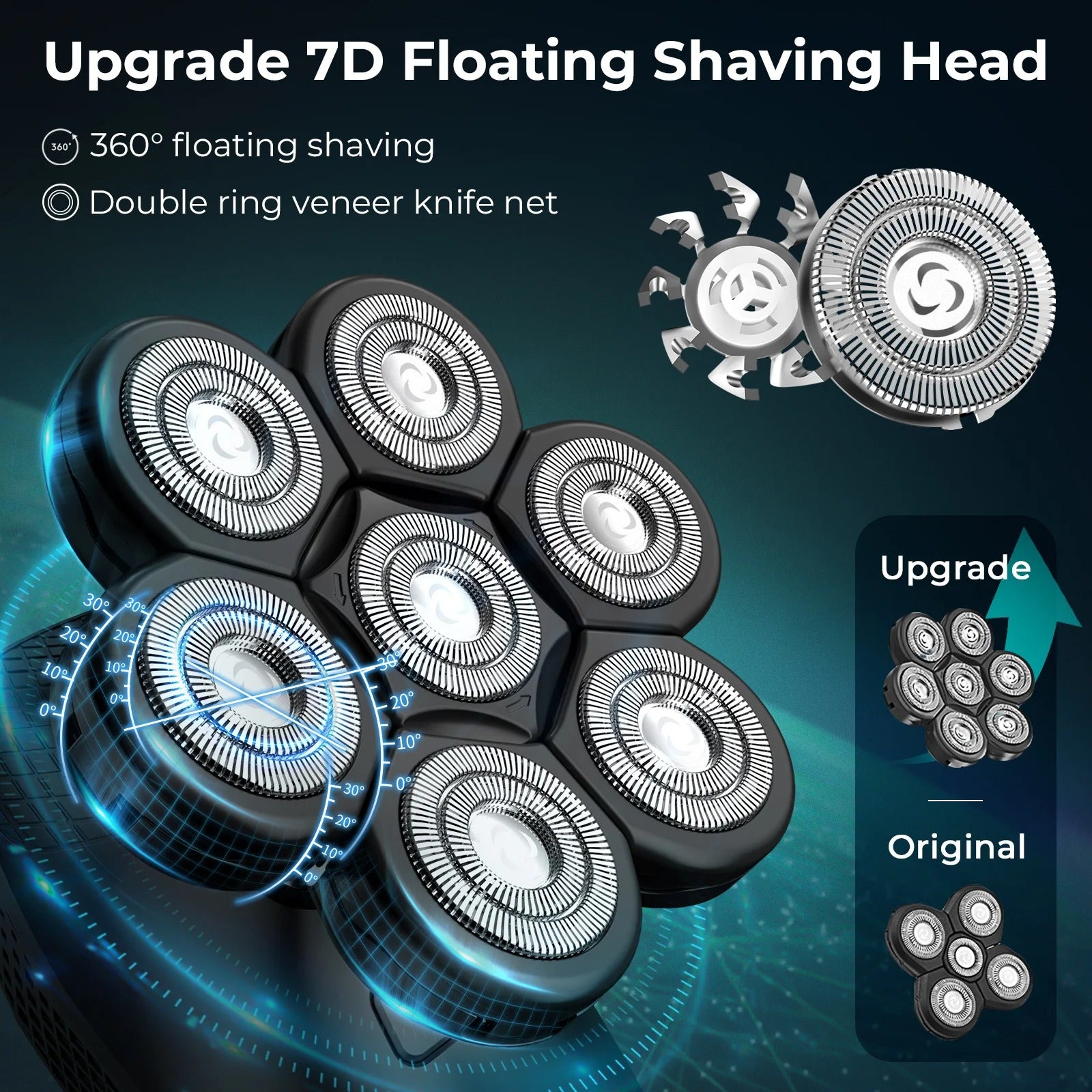 7D Flex Pro Bald Head Shaver – 5-in-1 Waterproof Grooming Kit (LED, 90-min)