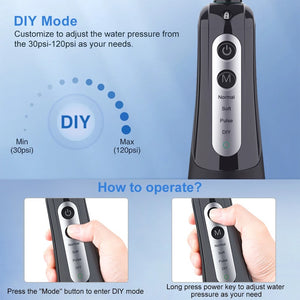 Water Flosser 300 ml Cordless Oral Irrigator, IPX7 Waterproof, 4 Modes, USB Rechargeable