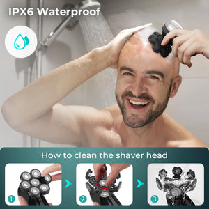 7D Flex Pro Bald Head Shaver – 5-in-1 Waterproof Grooming Kit (LED, 90-min)