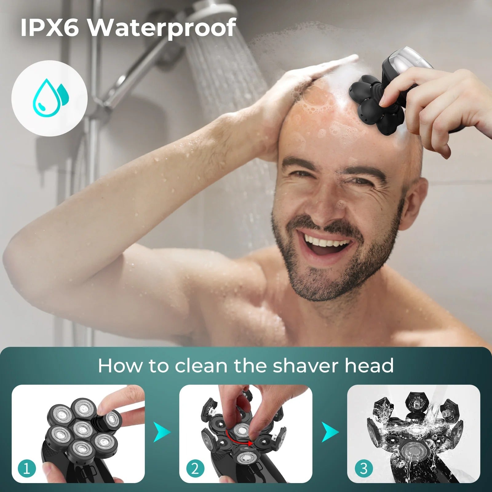 7D Flex Pro Bald Head Shaver – 5-in-1 Waterproof Grooming Kit (LED, 90-min)