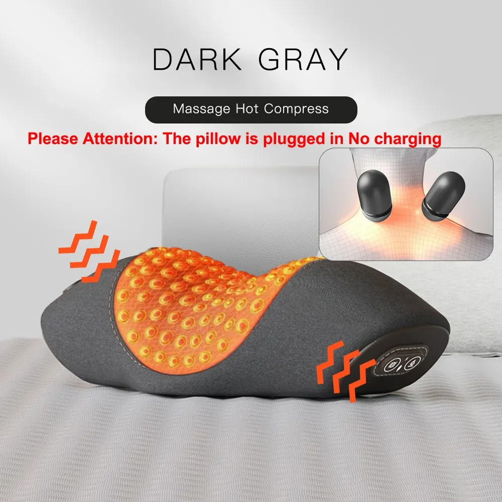 Electric Neck Massage Pillow - Heating, Vibration & Cervical Traction for Relaxation & Spine Support