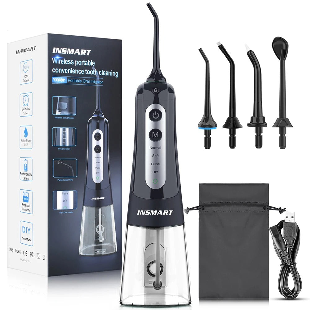 Water Flosser 300 ml Cordless Oral Irrigator, IPX7 Waterproof, 4 Modes, USB Rechargeable